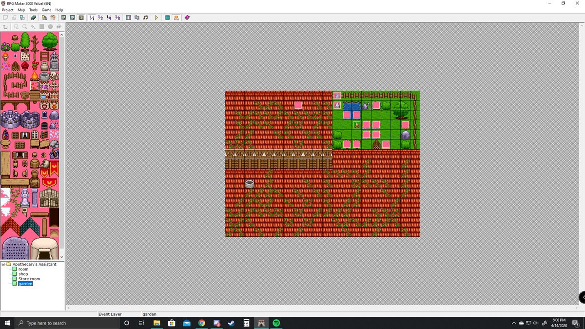 circuass's tweet photo. Turns out making roofs is pretty difficult with the default tiles.#rpgmaker2020 https://t.co/TIXyI6UrOV