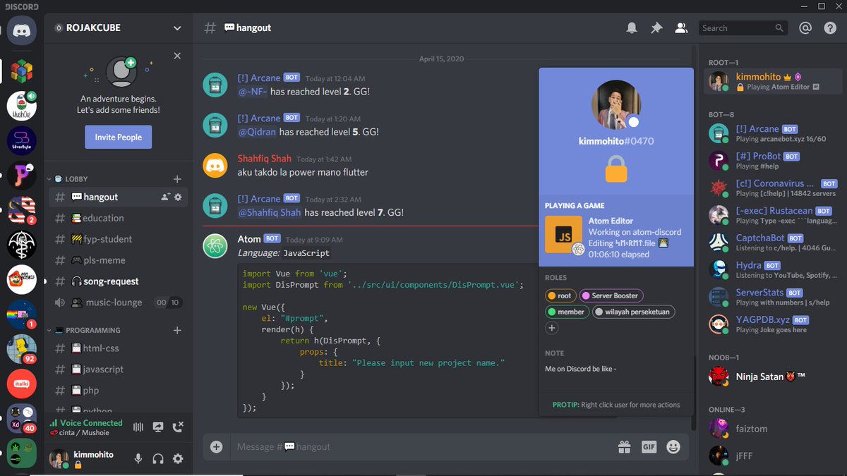 6) Rich PresenceShow of your activities to your friends by implementing Discord Rich Presence, It works on Atom, Visual Studio Code, Adobe, Ms Office and Many more.
