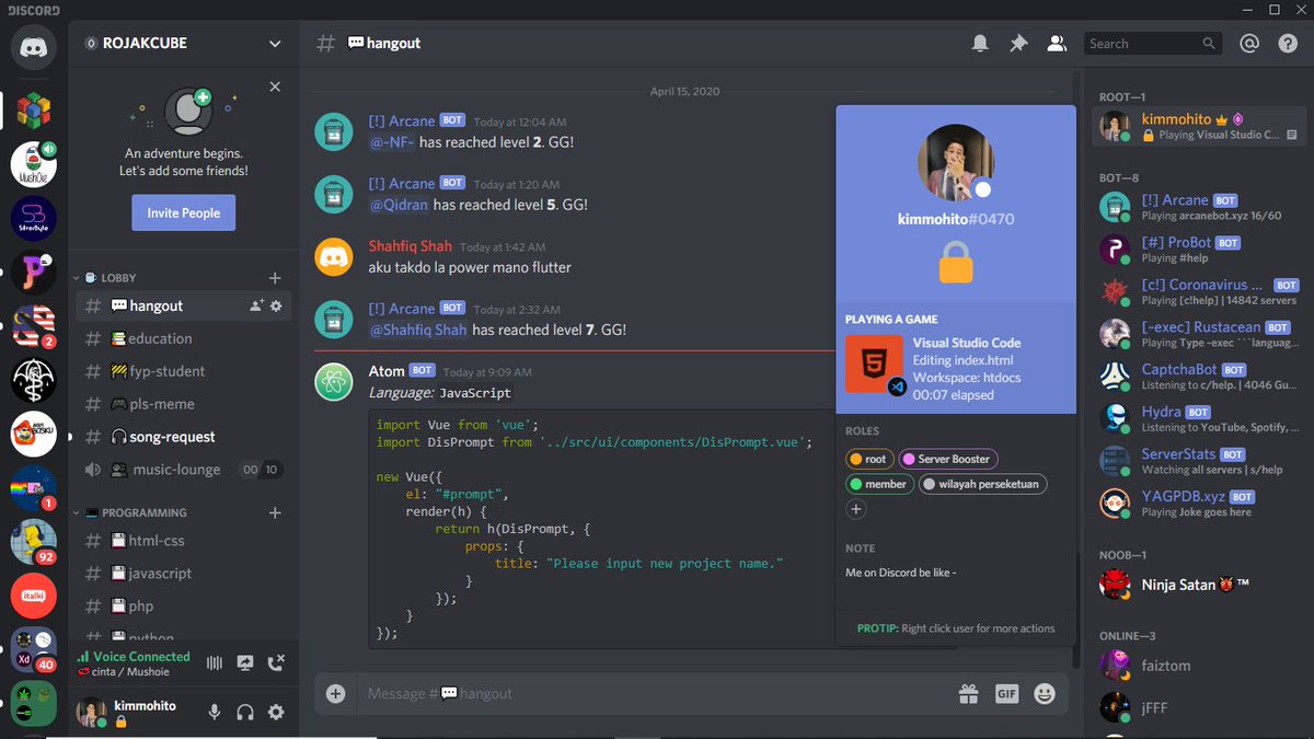 6) Rich PresenceShow of your activities to your friends by implementing Discord Rich Presence, It works on Atom, Visual Studio Code, Adobe, Ms Office and Many more.