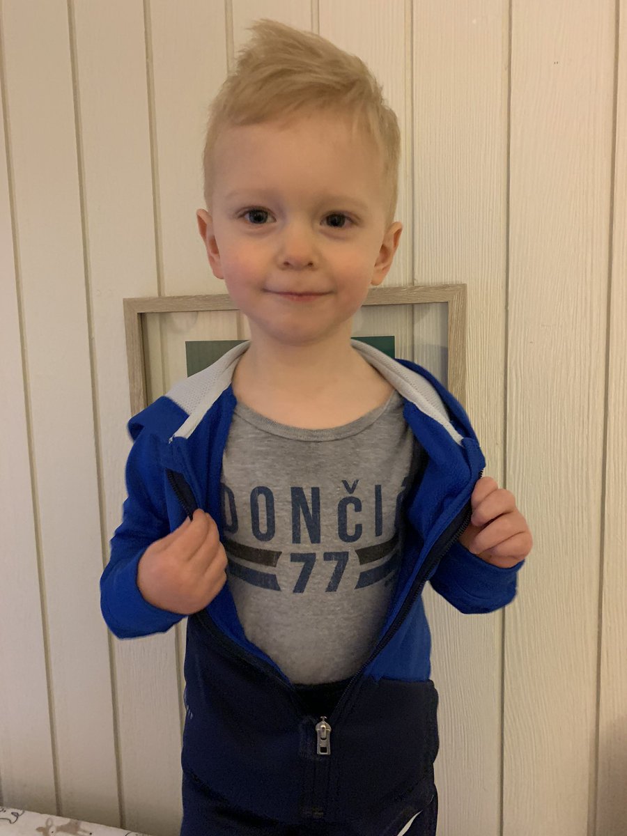jbbowers's tweet photo. My 2-year old is always excited to wear his @luka7doncic onsie. Excited for him to grow up watching and cheering on the best young talent in the @nba! https://t.co/c6P3286Te4