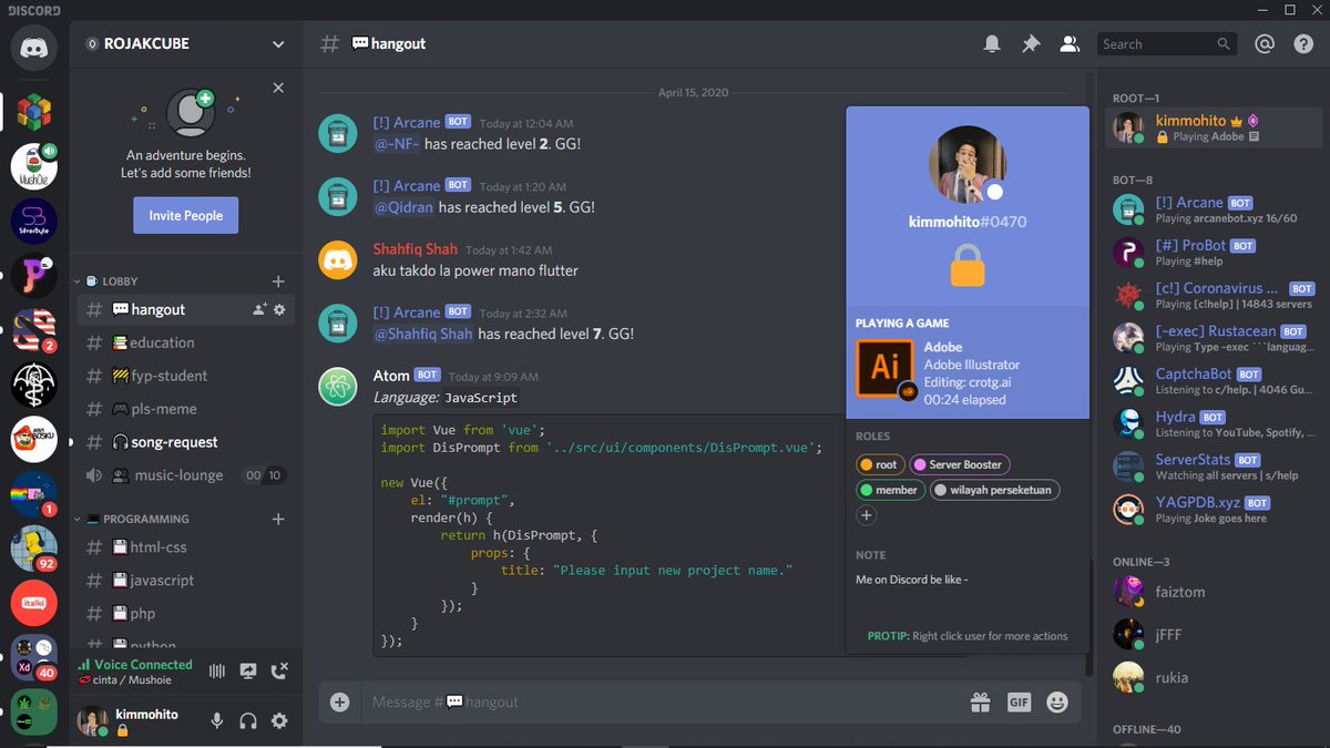 6) Rich PresenceShow of your activities to your friends by implementing Discord Rich Presence, It works on Atom, Visual Studio Code, Adobe, Ms Office and Many more.