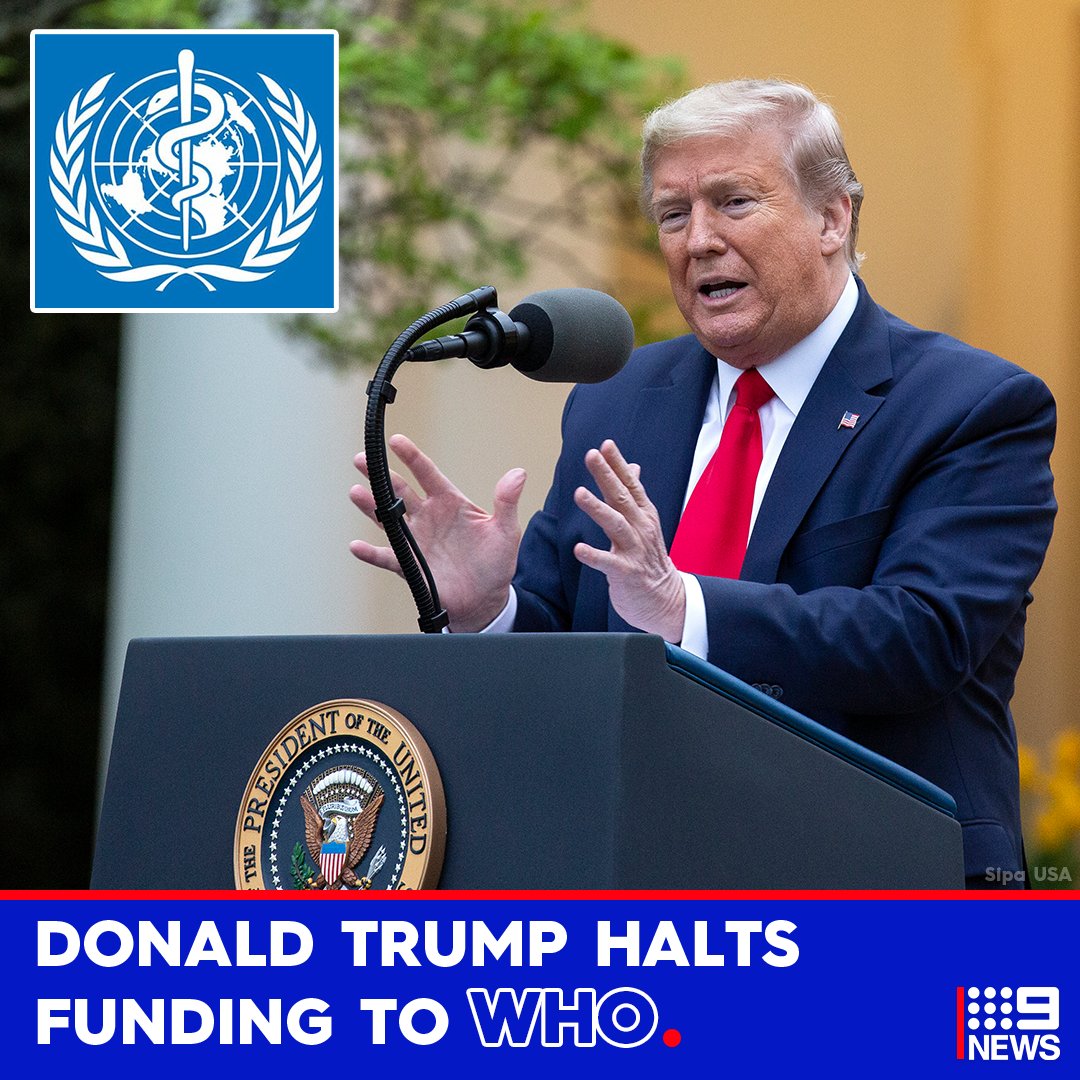 Donald Trump has announced he is halting funding to the World Health Organisation.

The US President has accused the global health body of “severely mismanaging” the coronavirus crisis and says "so much death has been caused by their mistakes”. #9News 9Soci.al/AH2750zeoZJ