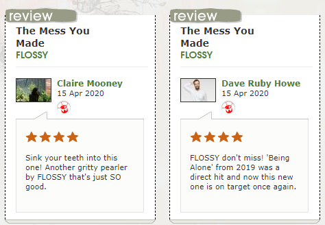 skinnyoleary's tweet photo. Loving all the love that @FLOSSYBAND are receiving this morning for their new single "The Mess You Made". Check it out on @triplejunearthd now - https://t.co/LnRD104lkb

ty ty @_cmooney &amp; @daverubyhowe for the glowing reviews! https://t.co/L3vSgpmjzm