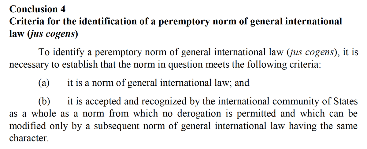 If moral law is the basis of peremptory norms, then it is their nature to protect and reflect fundamental values, per Draft Conclusion 3.But DCs 4 and 5, which base peremptory norms on pre-existing treaty, custom, or general principle, have to go. 3/ https://legal.un.org/ilc/reports/2019/english/chp5.pdf