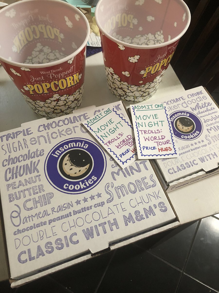 ervin_mack's tweet photo. Mack Family movie night fun! @insomniacookies, ice cream, and popcorn for the win! And the night is just getting started!!! Next up...laser tag! #NoRulesNight #HowLongWillTheyLast #TrollsWorldTour https://t.co/KHDtXMSSv6