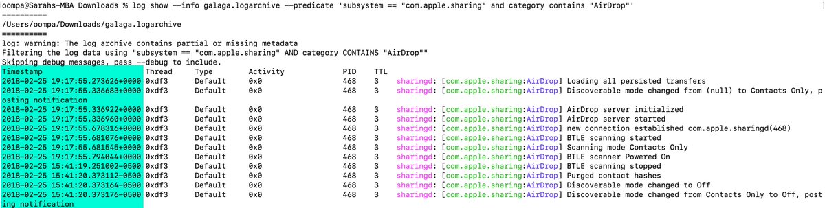 Forensic Quandry-Trying to "update" a Unified Log archive from version 3 to 4 to parse on 10.15 and I'm getting different timestamps (albeit slightly different). Created via cp -R diagnostics/uuidtext. galaga.logarchive on 10.14 while galaga_manual.logarchive on 10.15. Thoughts?