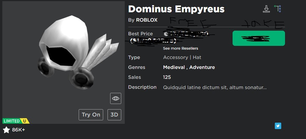 Dominus for low price - Roblox