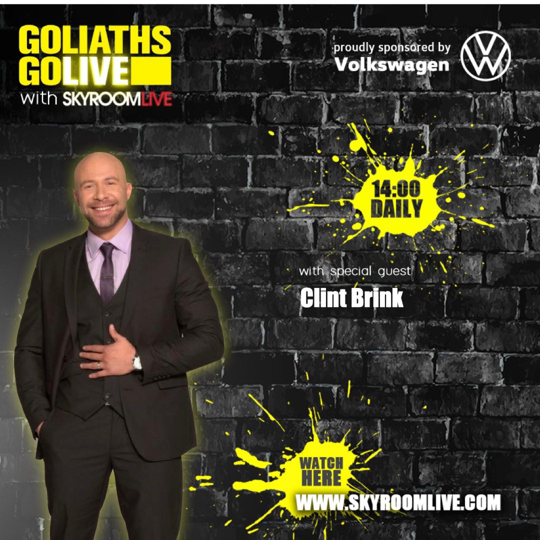 Another set of amazing guests! The King of Zimbabwean Comedy <a href="/CarlJoshuaNcube/">carl joshua ncube</a> as well as award winning actor, singer <a href="/ClintOnTheBrink/">Clint Brink</a> 
Tune in live at 2pm. # GoliathsGoLive #Skyroomlive #theshowmustgoon #alonetogether 
If you missed todays ep go to skyroomlive.com