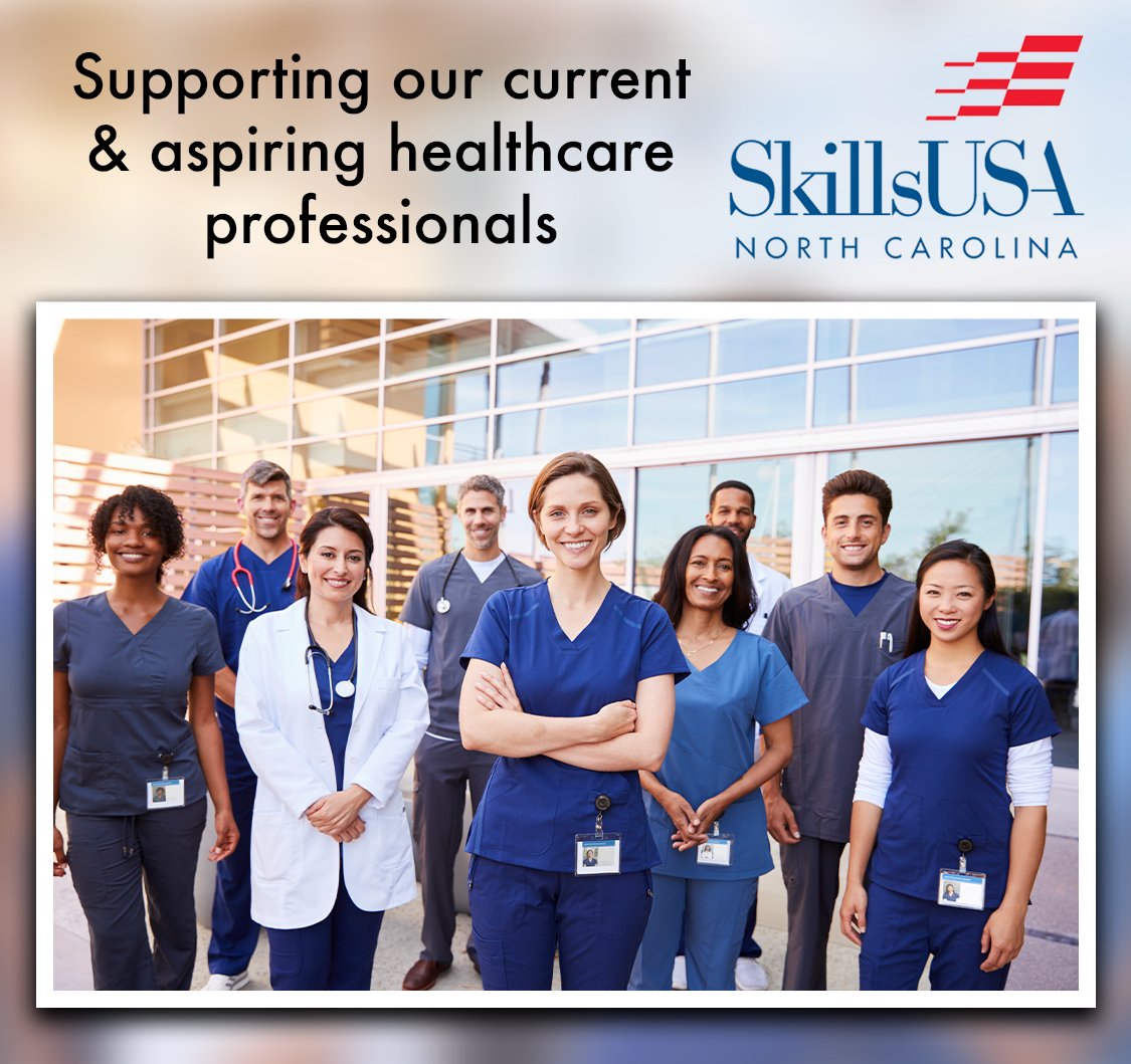 SkillsUSAnc's tweet photo. SkillsUSA North Carolina supports our current healthcare professionals and all students aspiring to be healthcare professionals! https://t.co/ouiVuiJrfT
