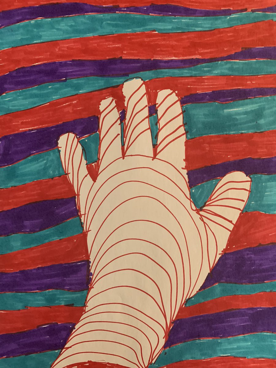 cdstess's tweet photo. @HoodSchoolArt Taygen - and Mom - enjoyed the art lesson on lines and visual illusions today! https://t.co/g6Aend3Ejv