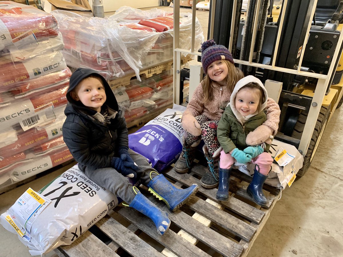 Not the best help “yet” sorting and delivering seed, but they sure are cute... #DadSchool #BecksHybrids #plant2020 #QuarantineLife