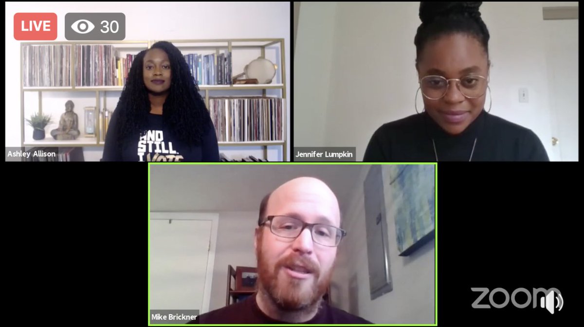 Screenshot of Facebook Live event featuring Ashley Allison, Mike Brickner, and Jen Lumpkin.