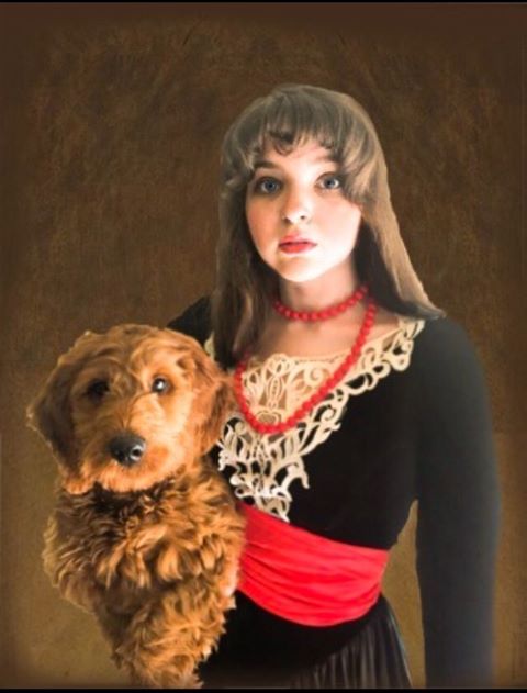 It helps when your pup is a model!  @EmerySaysHello and her pup make a perfect “Miss Beatrice Townsend” (1882) by John Singer Sargent.