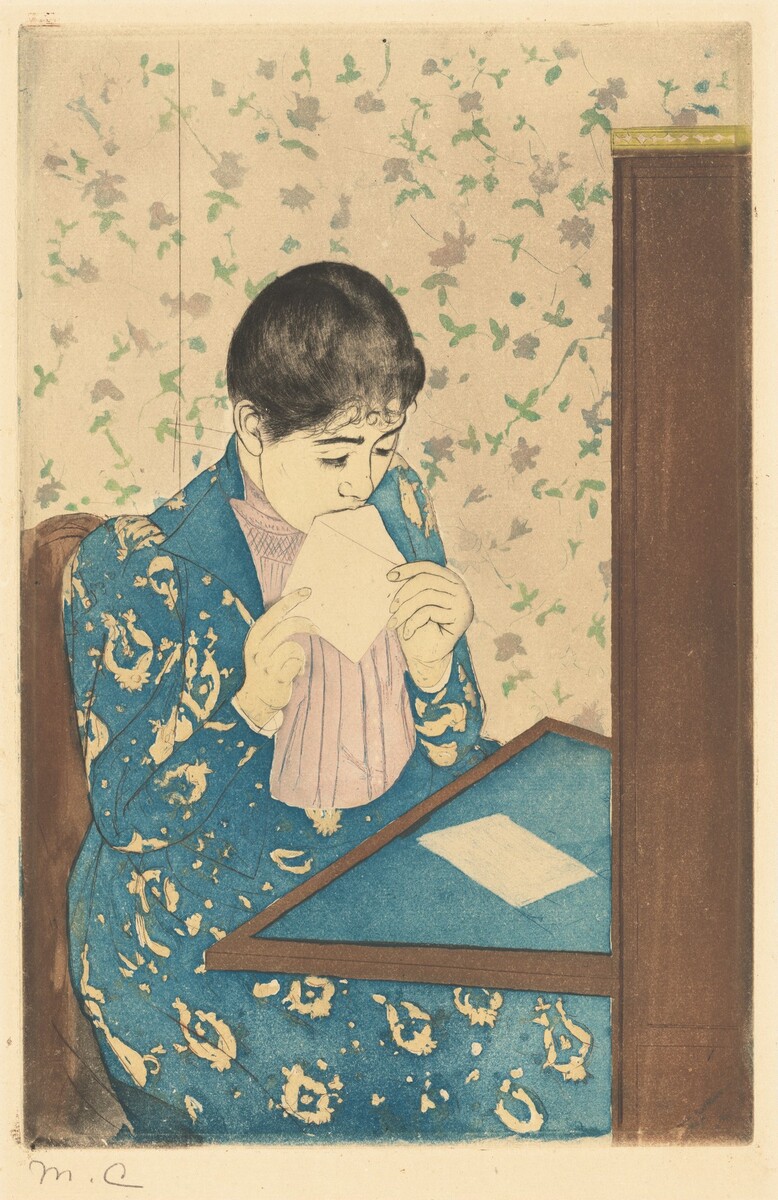 Artist and art teacher Emily (emilyjfisch on Instagram) was also inspired by Mary Cassatt, and made her own version of “The Letter” (1890-1891).