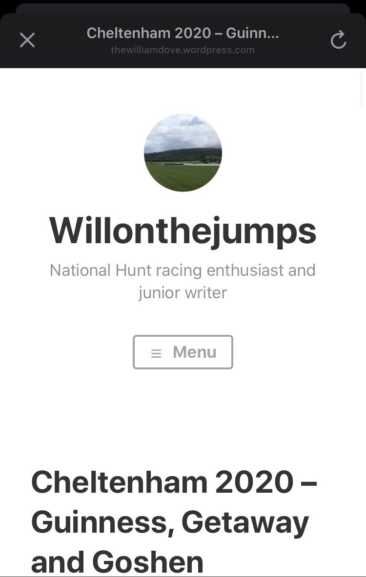 DoveWdove's tweet image. I’ve just published my second blog post on my only independent site thewilliamdove.wordpress.com. As per my only previous content it concerns a massive passion, National Hunt Racing. My first post details why I started the blog so give that a read too! Enjoy! #racing #blog #Cheltenham