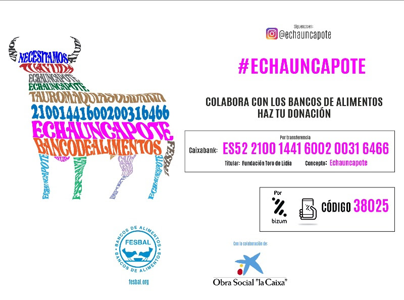 🔴 Los toreros murcianos se unen a #EchaUnCapote para recaudar fondos y colaborar en la crisis del COVID-19.
La campaña “Echa un capote” se destinará a FESBAL (Federación Española de Bancos de Alimentos)
➡️ elmuletazo.com/2020/04/14/los…