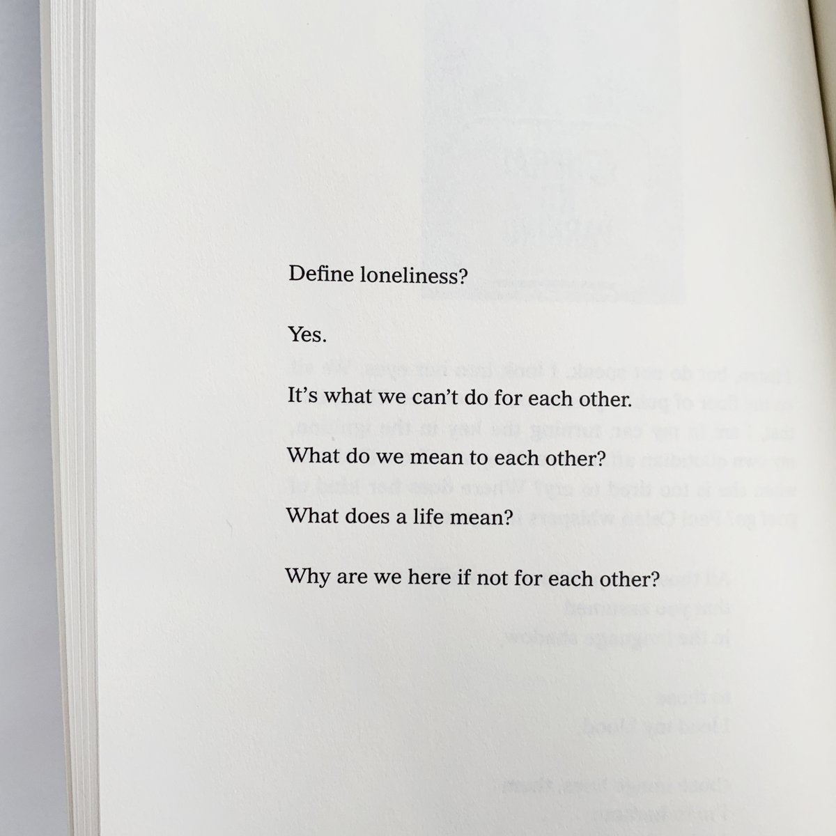 TheShedNY's tweet photo. "Why are we here if not for each other?" – #ClaudiaRankine, "Don't Let Me Be Lonely"

#PoetryMonth https://t.co/ZYj8lwPxHm