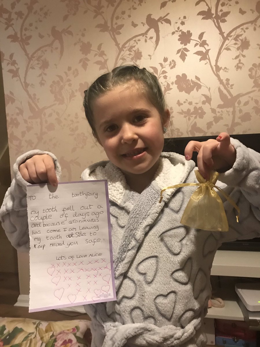Lou_eba's tweet photo. Let’s hope the tooth fairy likes her letter and understands social distancing! @KSInfants #toothfairy #staysafe https://t.co/No4kXlMjFy