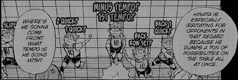 Unlike Hoshiumi, whose strength is in versatility, Hinata (at Nationals) is NOT a well-rounded player. Instead, Hinata's entire playstyle revolves around being a point getter, a distraction to create an opening for his teammates, and scoring high above blockers.
