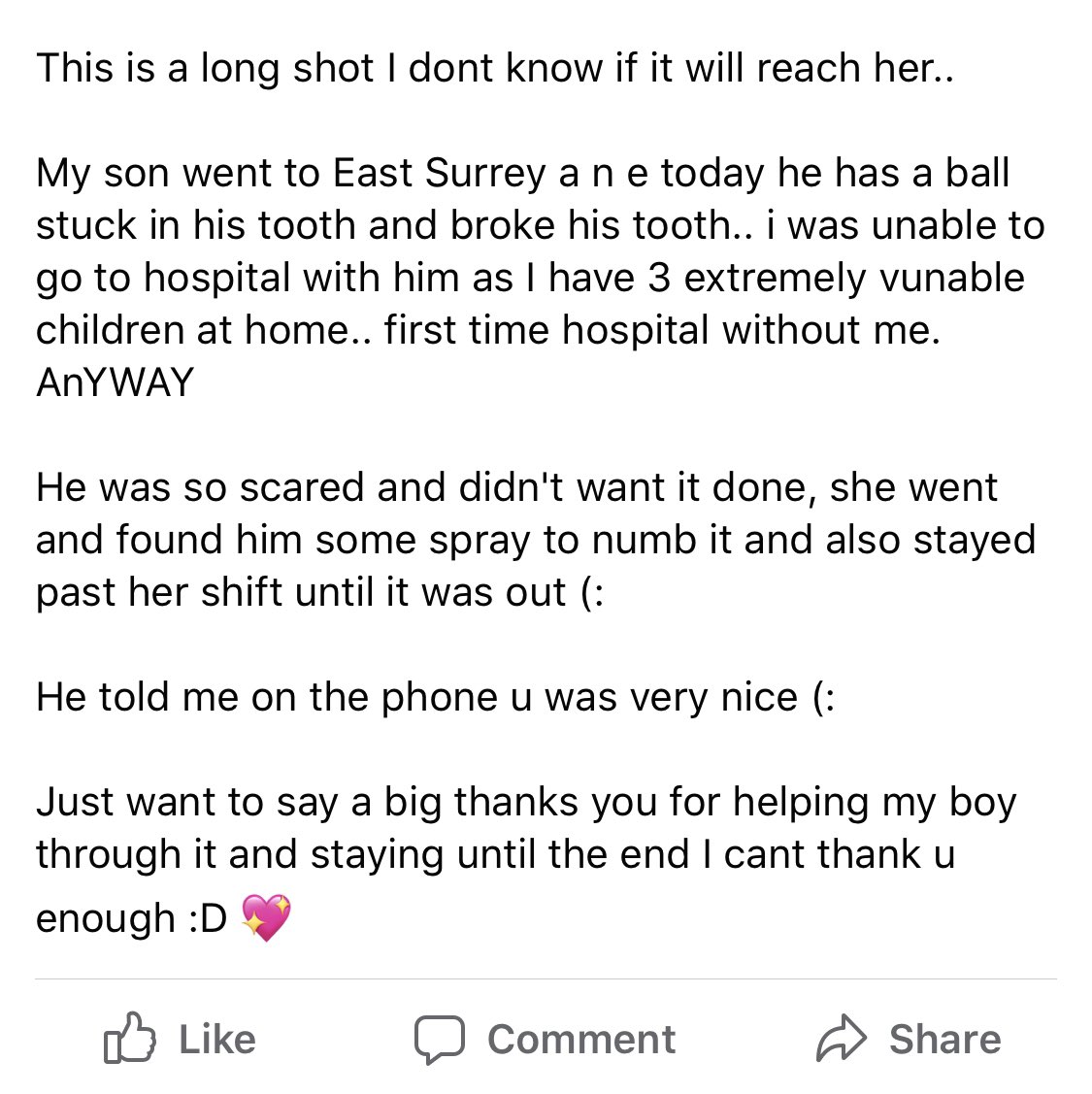 rhi_edwards94's tweet photo. Working in a busy A&E Department during a global pandemic is more stressful than I could have ever imagined. But receiving messages like this, unrelated to COVID-19 makes every second worth it. ๐ #sashnhs #COVID19 #NHSworkers https://t.co/wdGHZvpwG7