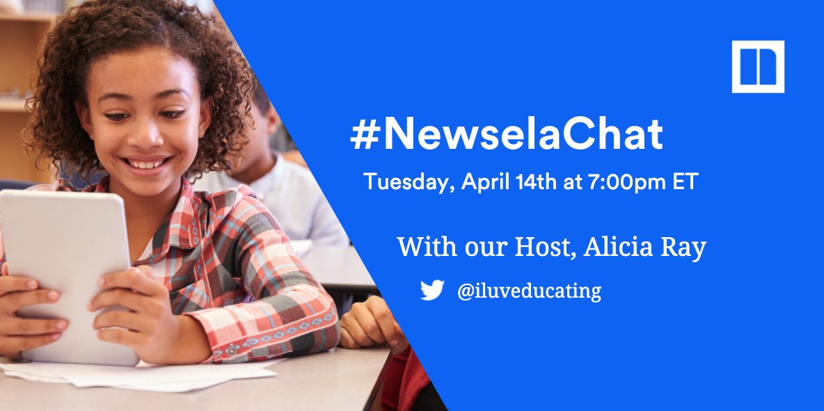 Newsela's tweet photo. Starting in 1 hour! Join us for #NewselaChat featuring host Alicia Ray. Looking forward to a fast and friendly conversation! Retweet and tag a friend! https://t.co/VVYWF9Tjxt