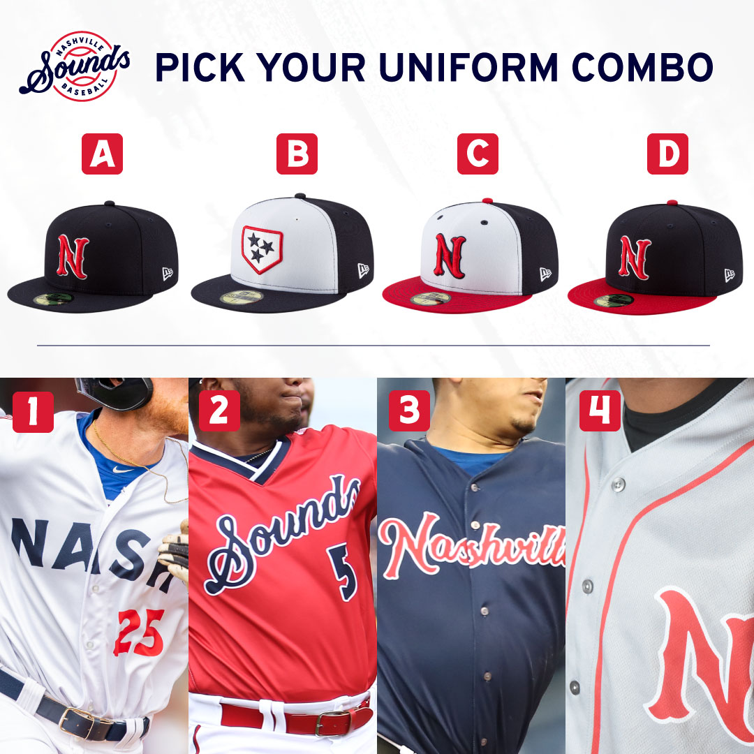 Nashville Sounds on X: Which Sounds jersey & hat combo is your  favorite? A3? C1? B2? #SafeAndSoundsAtHome  / X