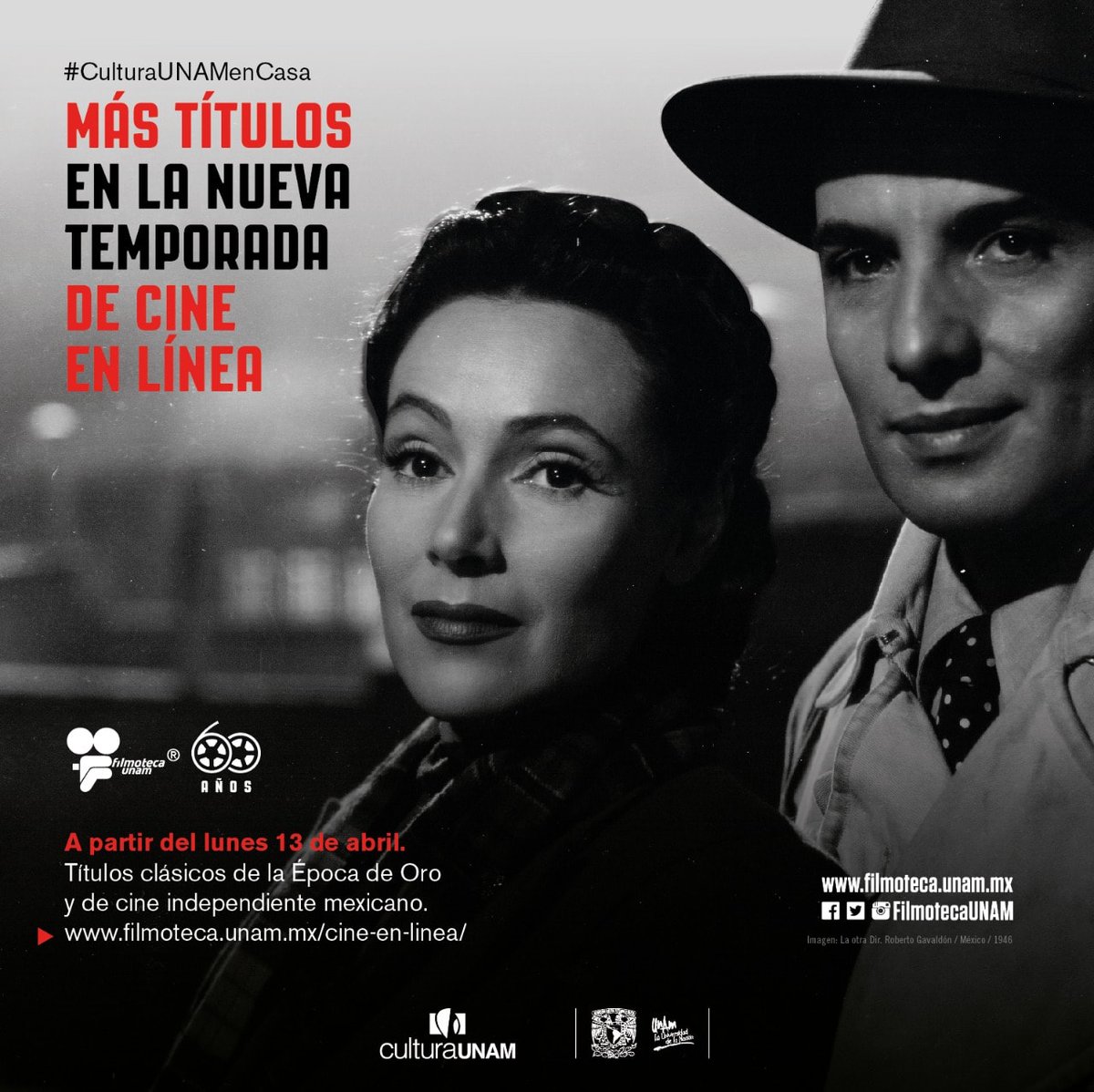 CinetecaMexico's tweet photo. #QuédateEnCasa | Disfruta de diversos títulos de la Época de Oro y de cine independiente mexicano en el micrositio #CineEnLínea de nuestra querida @FilmotecaUNAM ¡Checa los detalles!  https://t.co/cTFyEOfo7C https://t.co/6bj9lvYukW