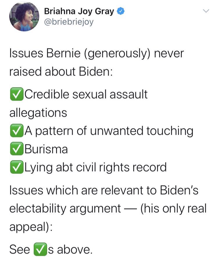 Gray‘s tweets have featured comments like the below, from Sunday (the day before Sanders formally endorsed Biden). But what he’s making clear here is that he expects to be the one speaking for his movement, not anyone else. Question is: will the movement listen?