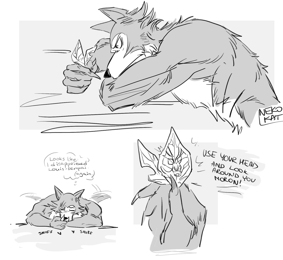 nekokat42's tweet photo. #BEASTARS #beastarsfanart sit in the corner and think about your behavior legosi https://t.co/m8Glk9L6tX