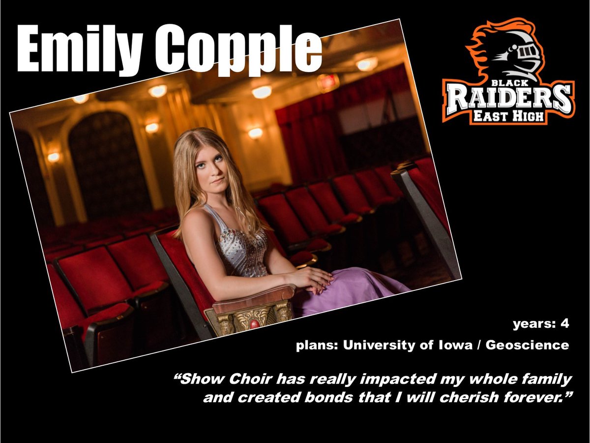 (We are absolutely stealing this idea.) Starting today, we will highlight our seniors, who have given and contributed so much to the East High Choirs. We are thankful for their leadership! Here is our first #SeniorSpotlight! #tradition