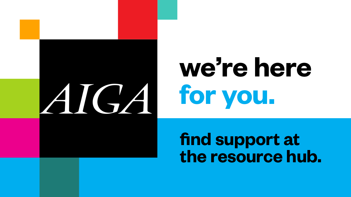 AIGAdesign's tweet photo. We know times are uncertain right now + we want you to know we're here for you. We created a resource hub for everyone to navigate whether you're a job seeker, freelance designer, educator, student, business owner, or a creative looking for inspiration > https://t.co/awVmLkURAE https://t.co/g27YYieCDC