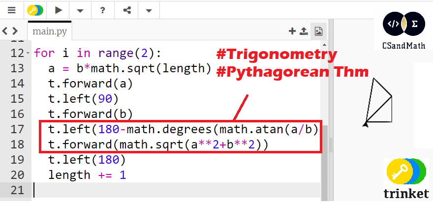 ashleyanntewes's tweet photo. On day #14 of our #csandmath #30DayCodingChallenge we will continue to build our Spiral of Theodorus introducing trigonometry and the Pythagorean Theorem. #iteachmath #MTBoS @CSforAllTchrs @CSforALL @MNCodes @trinketapp
https://t.co/kpiFcKJgkQ https://t.co/JjqY00IG5u