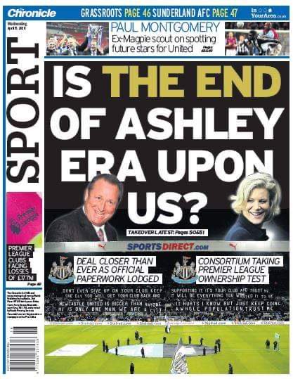 ChronicleNUFC's tweet image. Tomorrow’s back page 🤞#NUFCTakeover