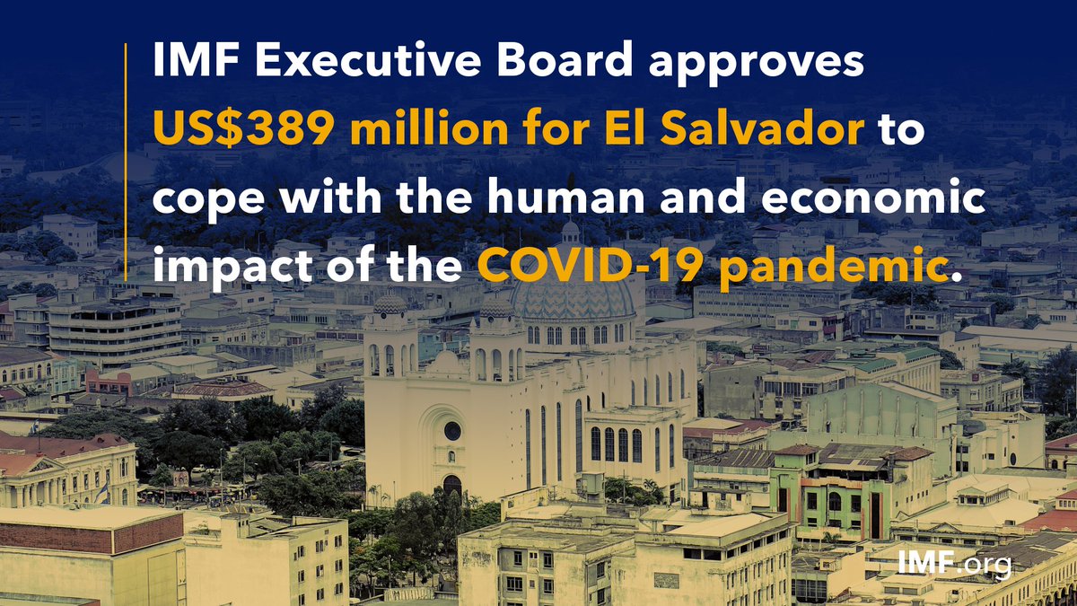 Today, the IMF Executive Board approved US$389 million disbursement to help El Salvador meet the urgent financing needs stemming from the #COVID19 pandemic. This represents the first IMF lending disbursement to the country in over three decades. ow.ly/txol50zeiRj