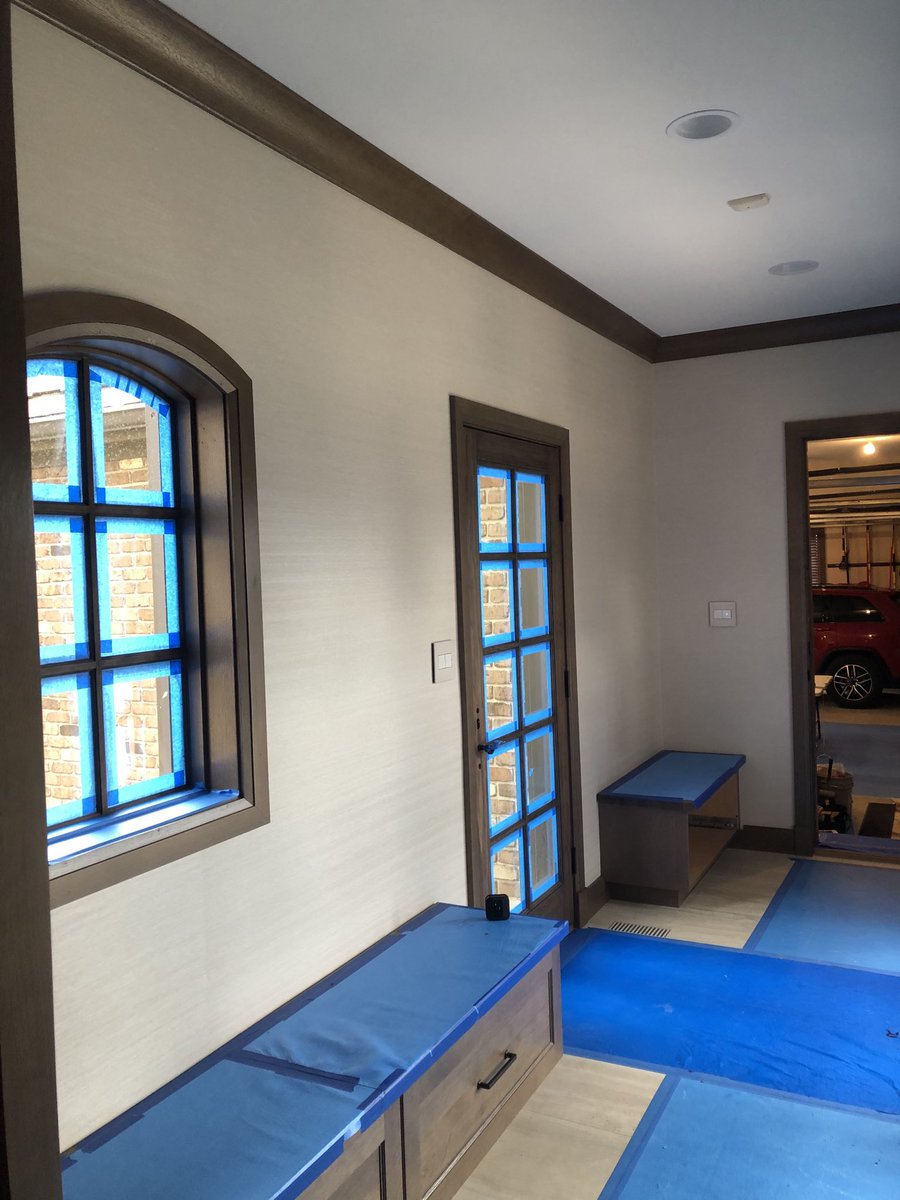 IamDTP's tweet photo. Mud room wallpaper job in progress https://t.co/txKrBI0DHR