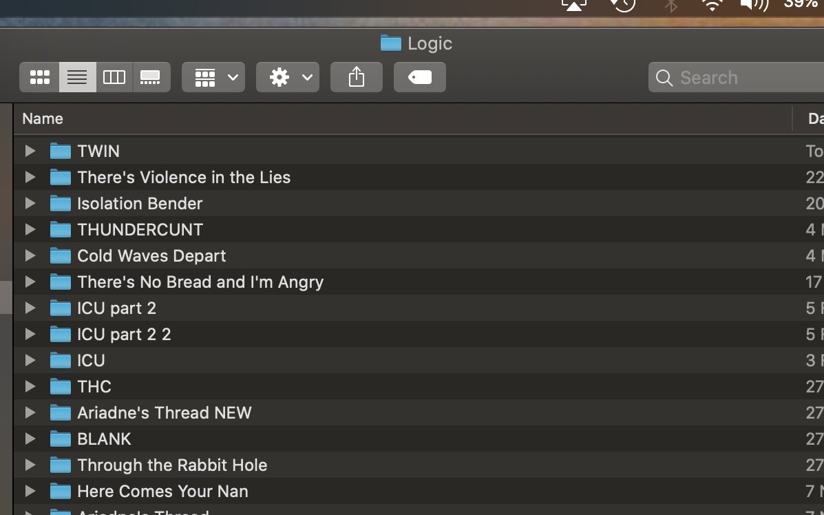 Working on album five, having a wee rummage round a folder of projects mostly started last year...can't help but feel some of these working titles were a bit ahead of the curve...#pandemic #isolationbender #miserablemusic #thereisbreadandiamcalm
