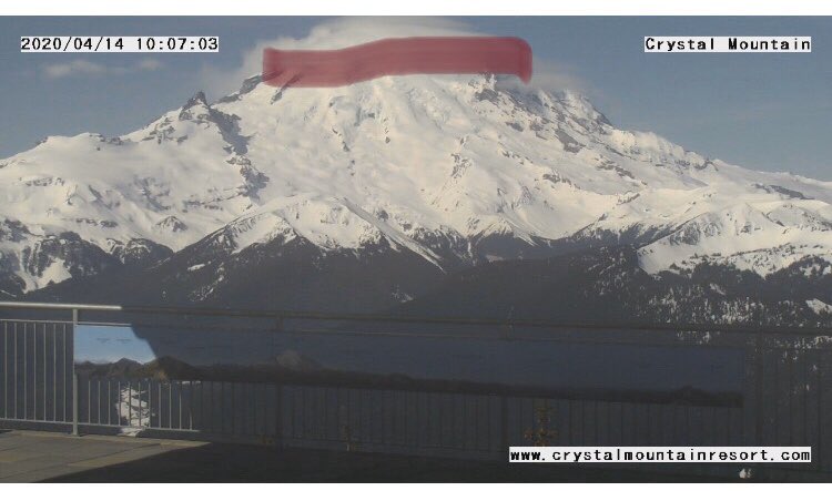 Walter_Kelley's tweet image. Rainier has had a Lenticular cloud on top all day! So, I colored the top and now let that song jingle in your head. #raspberryberet