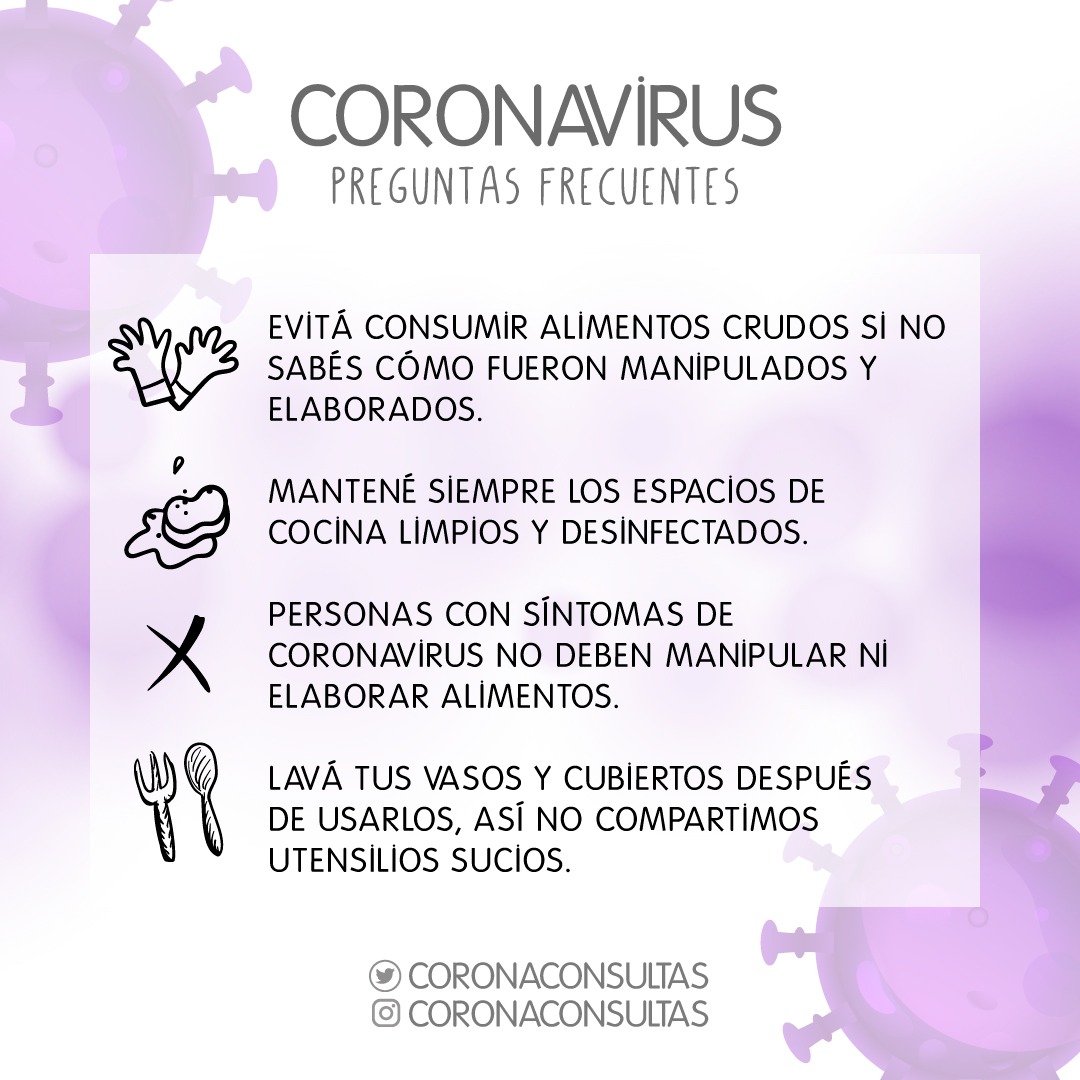 CoronaConsultas's tweet photo. Coronavirus y alimentos https://t.co/k7srxkGL2e