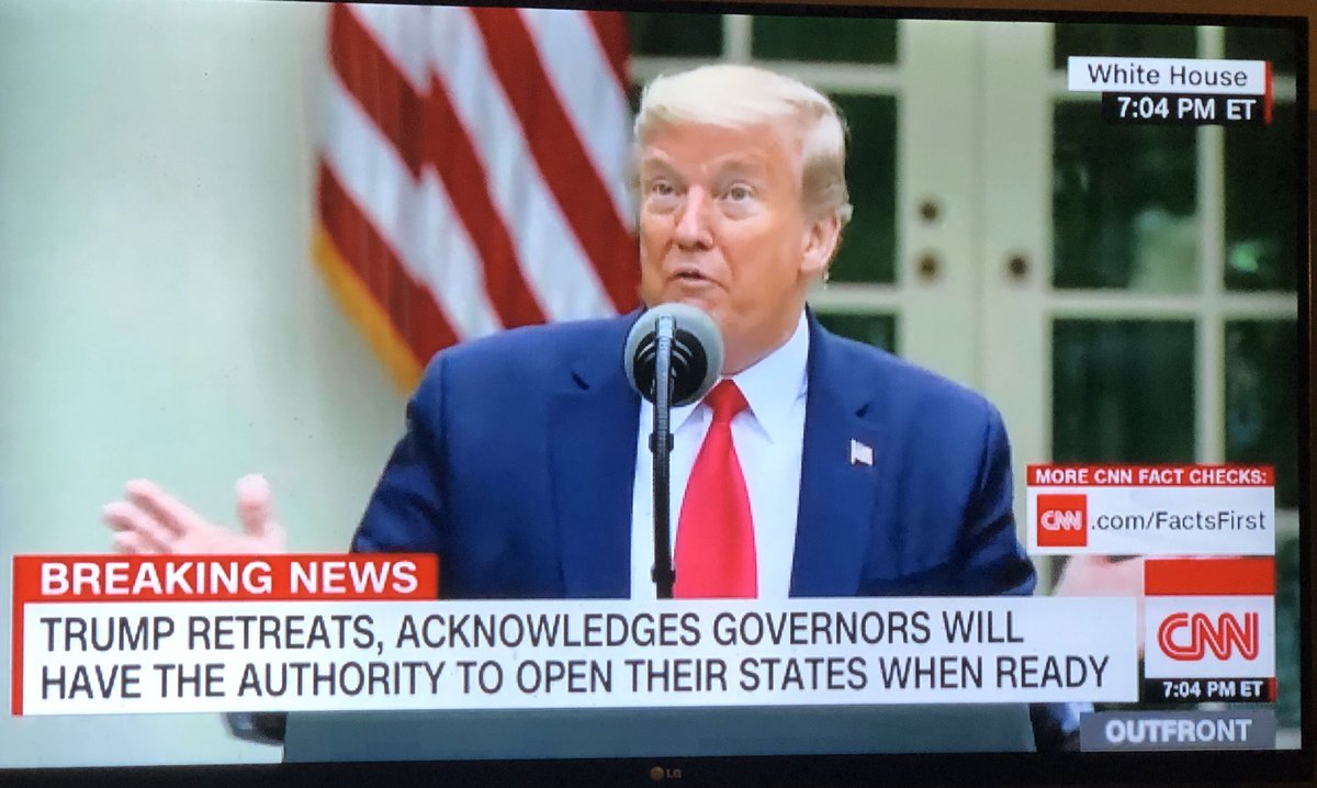 Predictably, Trump backs off of his "total authority" stance, but also predictably won't admit that's what he said and meant. for the CNN chyrons.  #WhatAboutFebruary  #chyron  @CNN  #25thAmendmentNow  #WhiteHouseBriefing