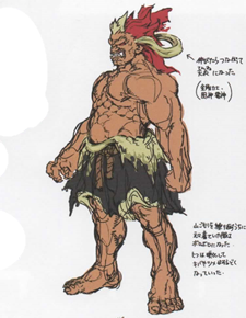 They are portrayed with a very specific format of belly, very different from western art as seen in those statues in Tōdai-ji temple (nara).Oni is sometimes portrayed with this format of belly, and so is this rejected design for akuma from sf5 artbook