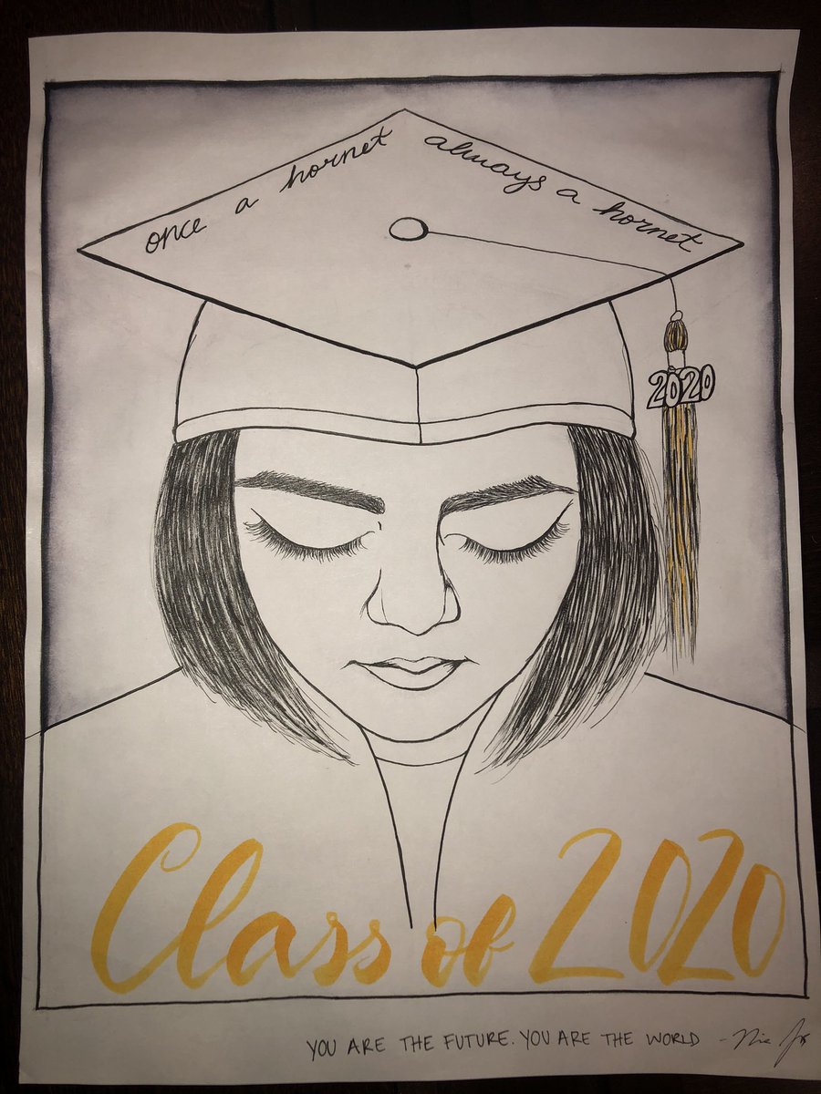 I just received this beautiful drawing from one of my former students (EC alumnus) Nia Jaramillo. I’m feeling all the feelings right now 😭#OnceAHornetAlwaysAHornet #Classof2020