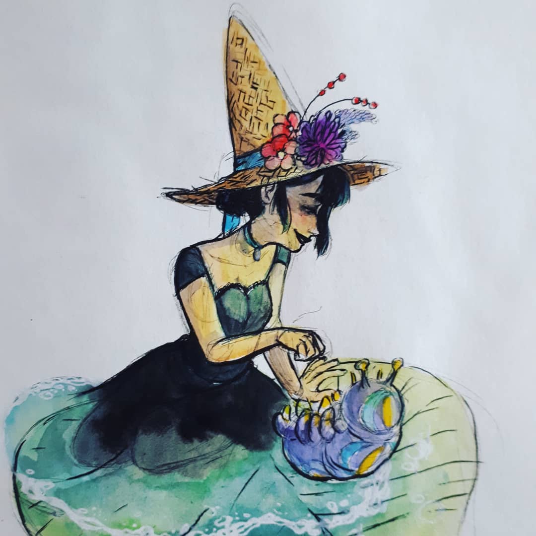 Wena3lle's tweet photo. A redraw from a sketch I did a while ago.
I know the colors are off but I tried my best at the moment OwQ
#waterwitch #springwitch #sunray #tinypeople #watercolor #sketchbook #artistontwitter https://t.co/GW81veCYm9