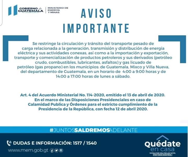 miningworksgt's tweet photo. #Ahora
Ante la emergencia por el #Covid19, el @MEMguatemala informa: https://t.co/Olb2CaMRb5