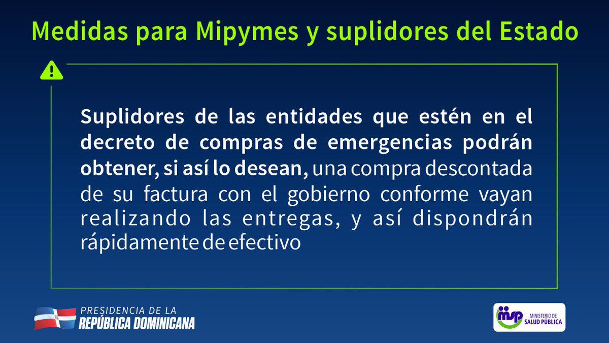 Junto a <a href="/BanreservasRD/">Banreservas</a> se diseña un mecanismo simplificado de pago anticipado de las facturas de compras gubernamentales.
#CoronavirusRD