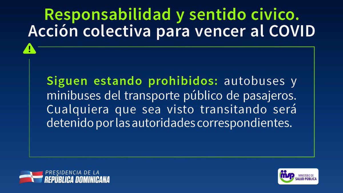 Es momento de responsabilidad y sentido cívico. 

Solo así venceremos el #CoronavirusRD.