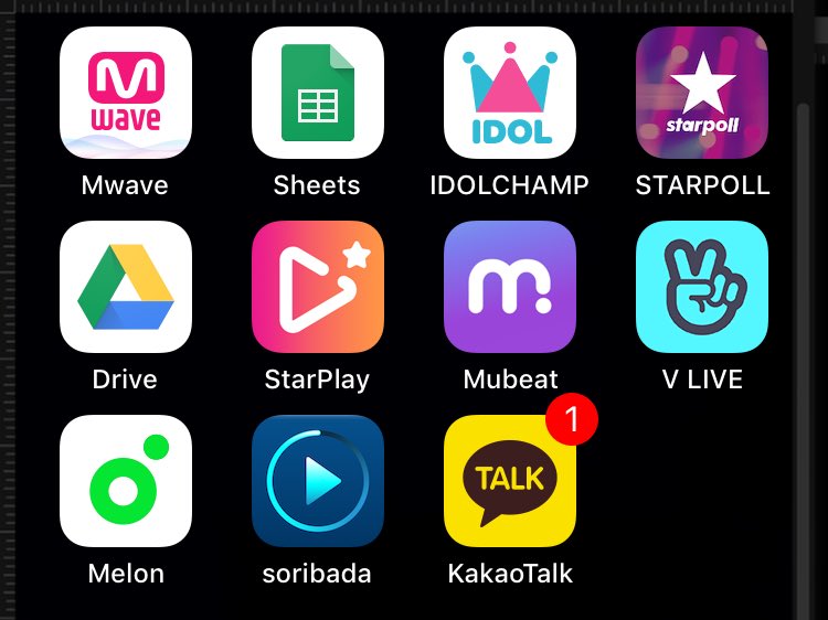 Apps you might need for comeback• mwave• google sheets - this is handy for handling multiple accounts• idolchamp• starpoll• starplay• mubeat• melon• soribada