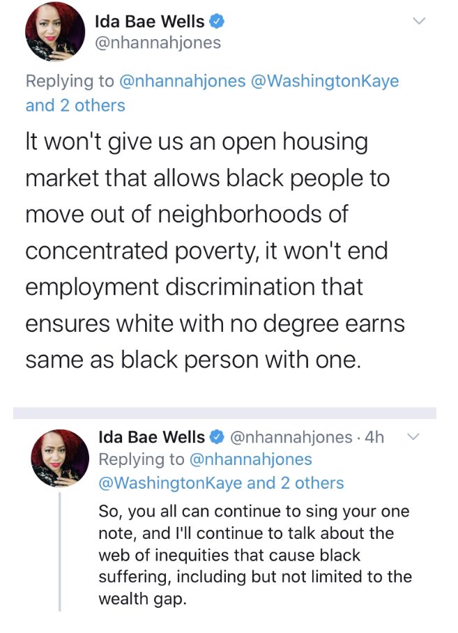 1/ We have a BLACK AGENDA, of which reparations is the heartbeat  @nhannahjones, thus we’re not “one note”. That language is so disrespectful.