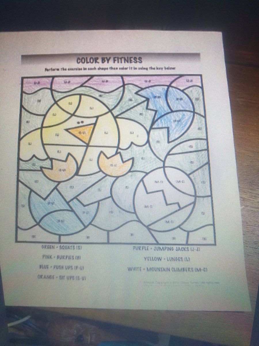 How about this, <a href="/MrWillPE/">William Potter</a>!? Your "Color by fitness" is popular among ALL grades! I'm getting so much great feedback from students on this, as well as our Art teacher. 👏👏 &amp;#HPEatHome 
 x.com/ElemPE1/status…