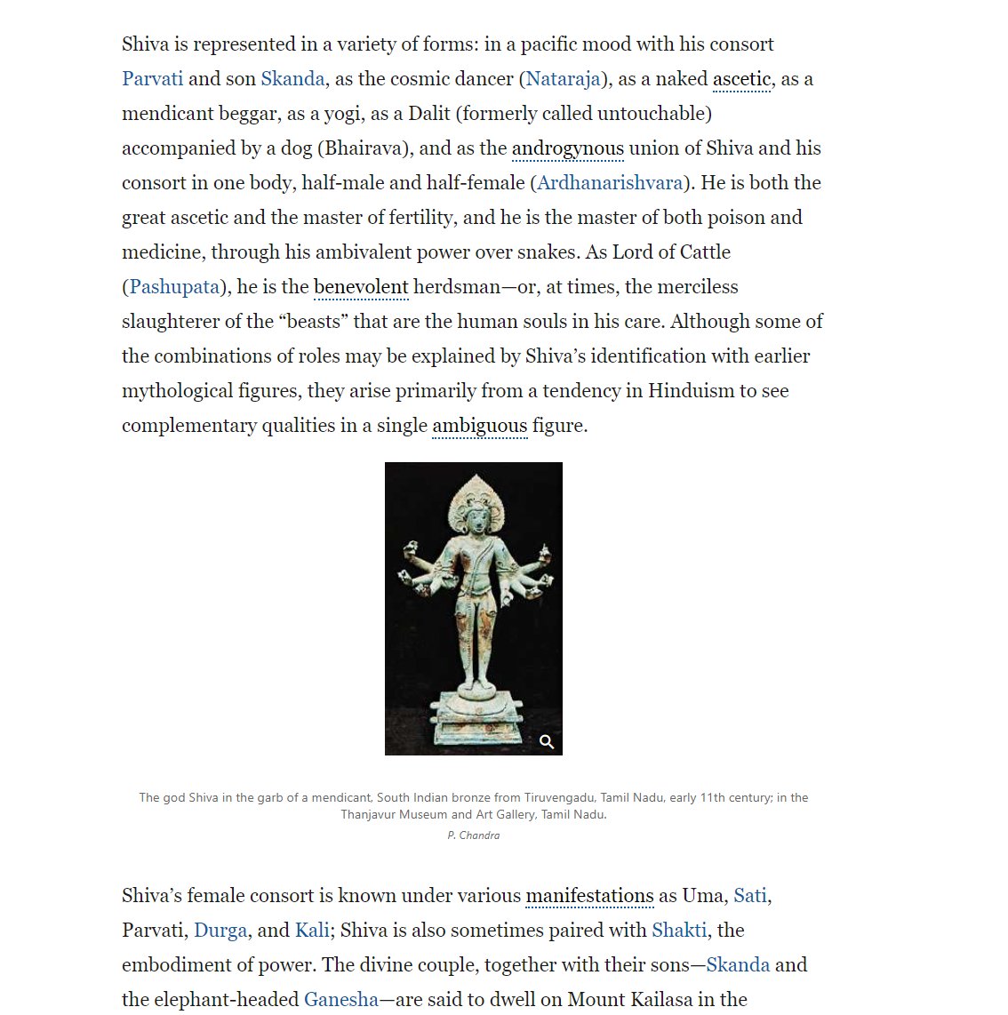 73) Q posted a link to the Britannica entry for the Hindu deity Shiva. https://www.britannica.com/topic/Shiva 