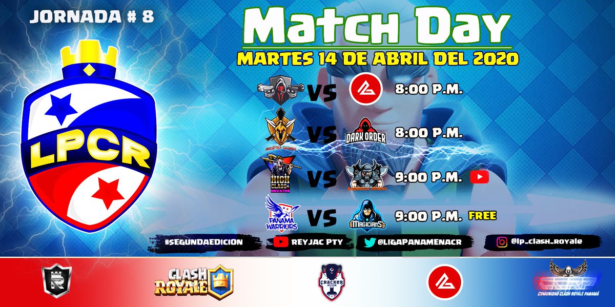 LPCRgg's tweet photo. #LPCR | MATCH DAY!

🕗 8:00 P.M.
#FactoryGlory🆚 @Legends507gg 

🕗 8:00 P.M.
@AresPROLegends 🆚 @DarkOrderGamin1 

🕘 9:00 P.M.
@HighClass507pa 🆚 @Ragnarokgamin14
🎥@Reyjacpty 

🕘 9:00 P.M. 🆓
@Panamawarriors 🆚 #MagiciansGaming

#LigaPanameñaCR 🇵🇦 https://t.co/muVM0k8eFb